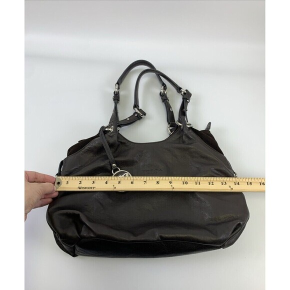 Tosca Blu Brown Leather Purse Double Handle Shoulder Handbag Suede Zip - Picture 10 of 16